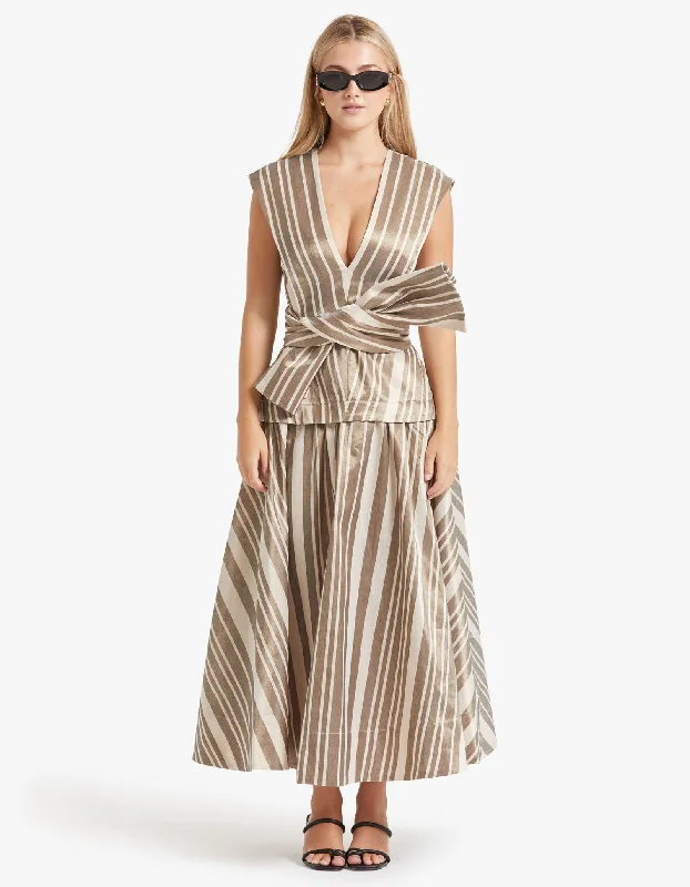 Midi Dresses for trendy family picnics-Wilson Midi Dress - Metallic Stripe