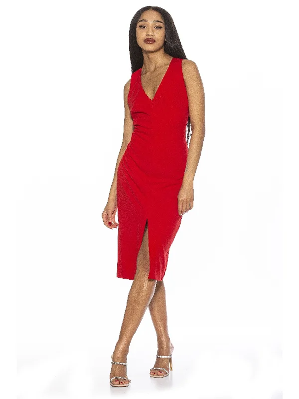 Midi Dresses for trendy birthday spring dinners-Taylor V Neck Sheath Dress