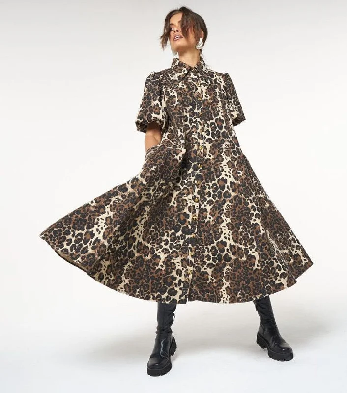 Midi Dresses for formal spring garden events-Peyton Midi Dress - Leopard