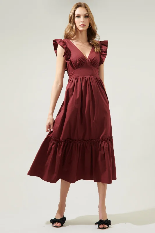 Midi Dresses for trendy garden family reunion wear-Avila Poplin Tie Back Midi Dress