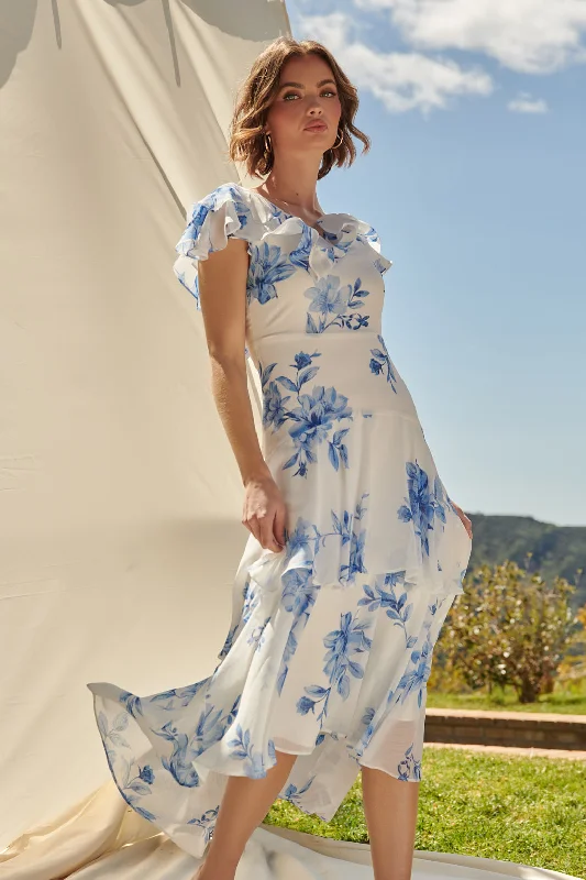 Midi Dresses for outdoor birthday celebrations-Meliza Ruffle Tiered Sinclair Midi Dress