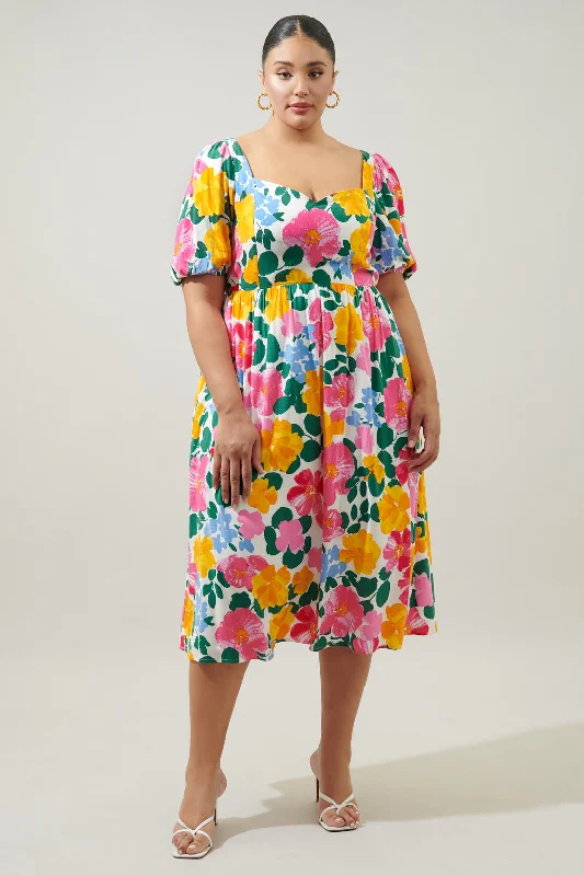 Midi Dresses for romantic spring garden events-Kokomo Floral Farah Back Cut Out Midi Dress Curve