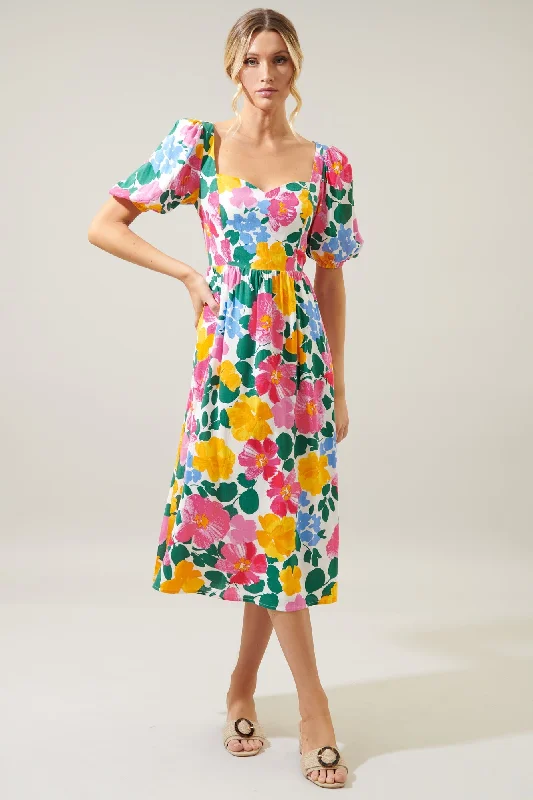 Midi Dresses for fall reunion celebrations-Kokomo Floral Farah Back Cut Out Midi Dress