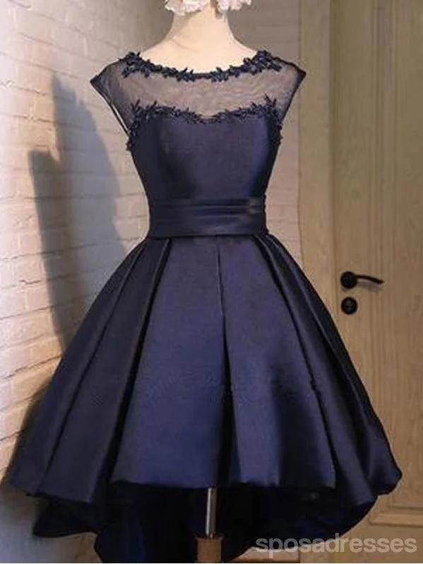 Navy Blue Lace Sexy Backless Short Homecoming Prom Dresses, Affordable Short Party Prom Sweet 16 Dresses, Perfect Homecoming Cocktail Dresses, CM369