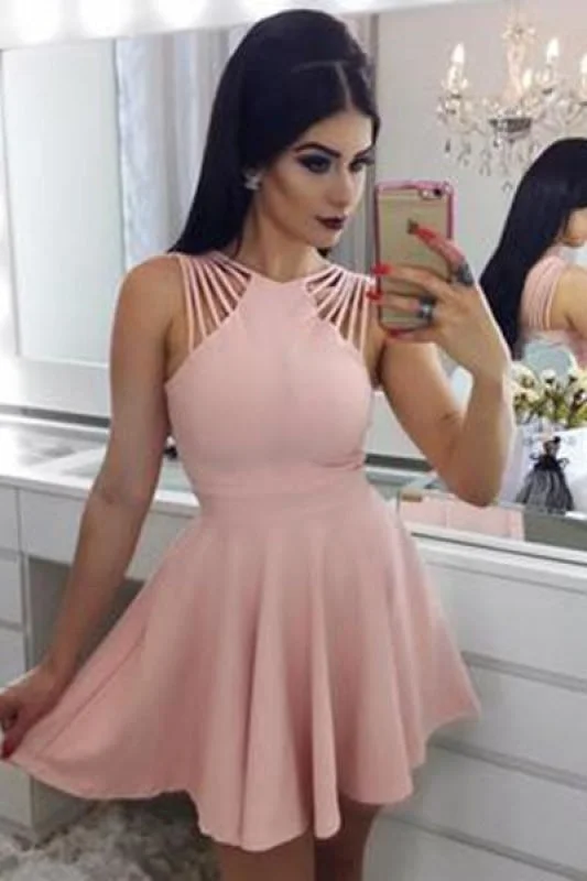 Elegant A Line Satin Mini Homecoming Cocktail Dresses Short Ruched Prom Dress