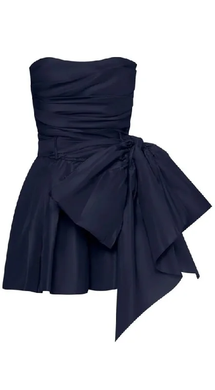 Fashion satin short prom dress, dark navy homecoming dress       S2977