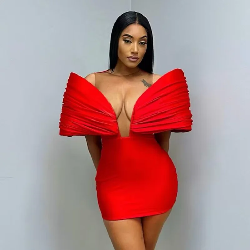 O-neck Red Satin Dress Sexy Mini Length Bodycon Woman Clothes Ever Pretty Custom Made Cocktail Dresses See Through