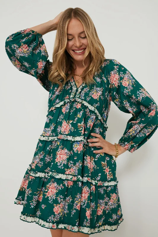 Mini Dresses for your perfect summer wardrobe-Green Floral Tiered Trina Mini Dress