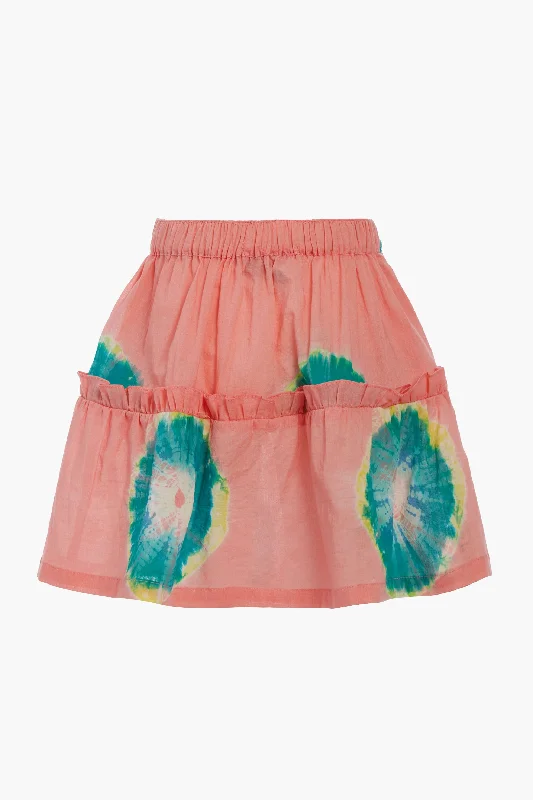 Mini Dresses for stylish daytime events-Pink Lourdes Tie Dye Tiered Mini Skirt