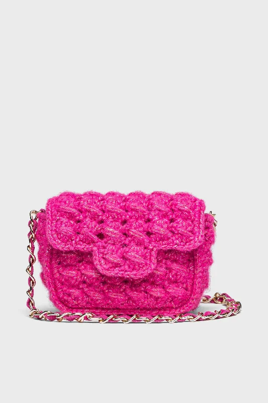 Mini Dresses for everyday glamour-Pink Mini Woven Shoulder Bag