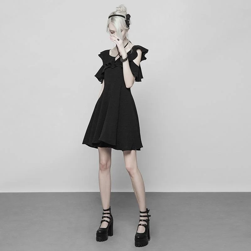 Mini Dresses for trendy, laid-back style-Women's Frilled Short Punk Frock