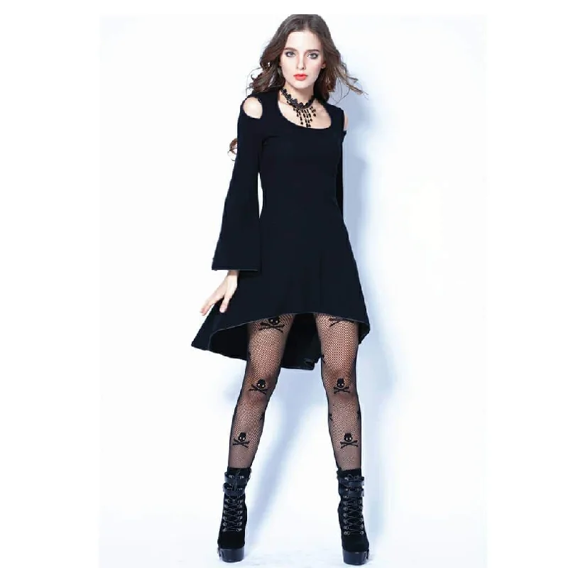 Mini Dresses for a stylish city escape-Women's Short Black Cold Shoulder Dress