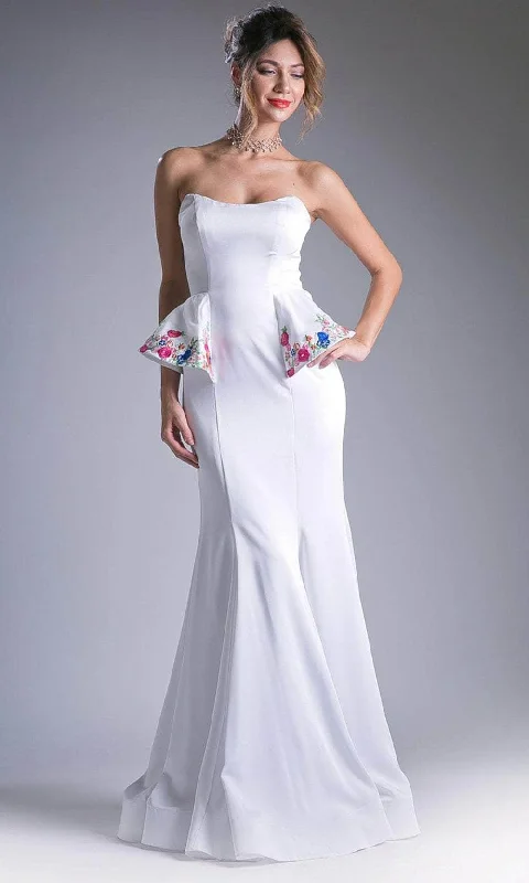 Mini Dresses with minimalist designs-Ladivine A5010 - Scoop Strapless Minimalist Gown