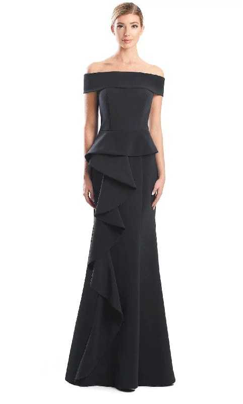 Mini Dresses for playful daytime wear-Alexander by Daymor 1756S23 - Minimalistic Off Shoulder Gown