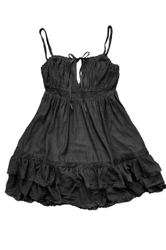 Mini Dresses for summer evenings-Baby Dolly Black Mini Dress