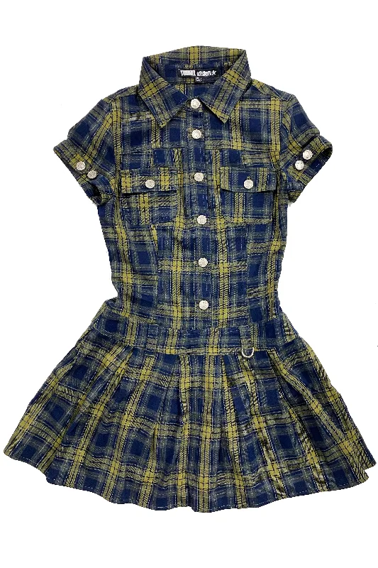 Mini Dresses for holiday season wear-PRE-ORDER: Enid Plaid Mini Dress