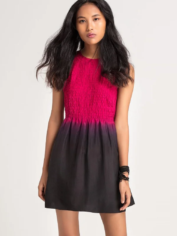 Mini Dresses for outdoor events-Fuchsia Ombre Mini Dress