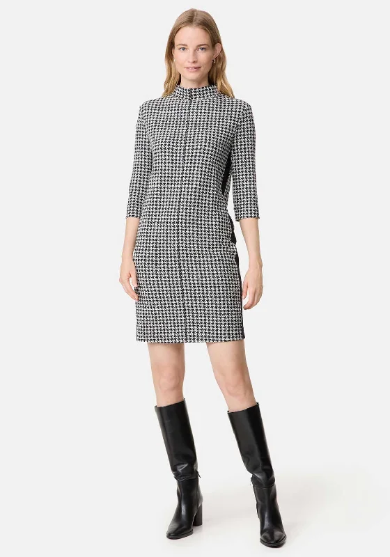 Mini Dresses with open-back design-Gerry Weber Houndstooth Mini Dress, Black and White