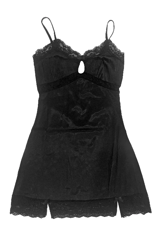 Mini Dresses for vacation wear-Josie Black Mini Slip Dress