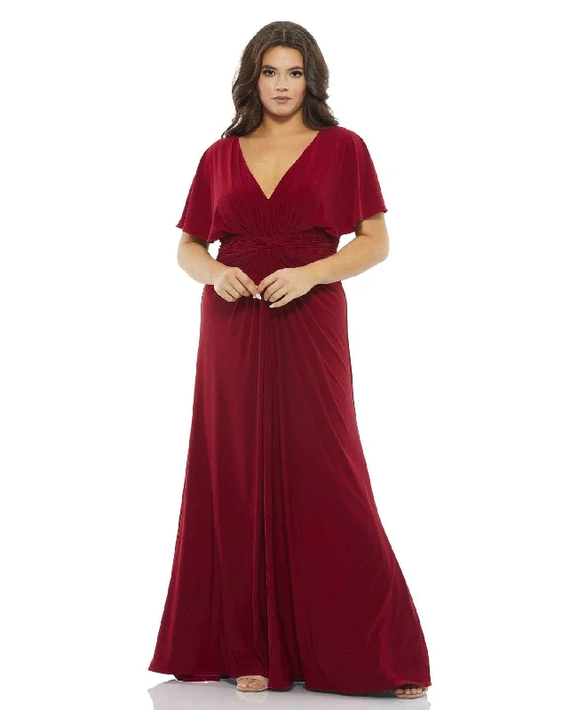 Mini Dresses with an elegant flair-Mac Duggal 67916 - V Neck Minimalist Jersey Gown