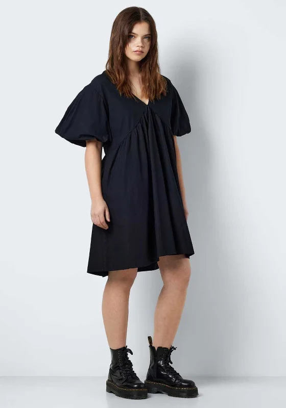 Mini Dresses with gold accents-Noisy May Chiara Mini Smock Dress, Black