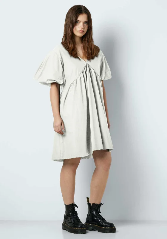 Mini Dresses for cozy nights out-Noisy May Chiara Mini Smock Dress, Bright White