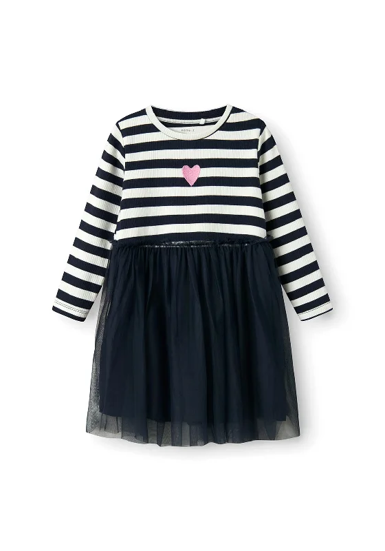 Mini Dresses for birthday parties-Name It Mini Girl Taia Long Sleeve Tulle Dress, Navy Blazer