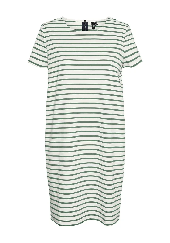 Mini Dresses for fun gatherings-Vero Moda Abby Short Striped Zip Back Mini Dress, Green