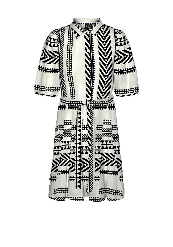 Mini Dresses with soft fabrics-Vero Moda Dicthe Mini Shirt Dress, Snow White & Black