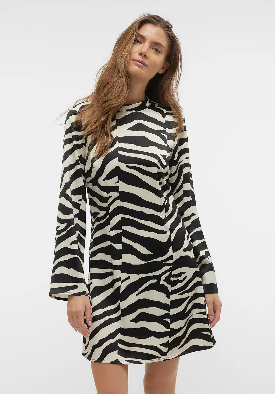 Mini Dresses for high-fashion style-Vero Moda Ingrid Zebra Print Mini Dress, Black & White