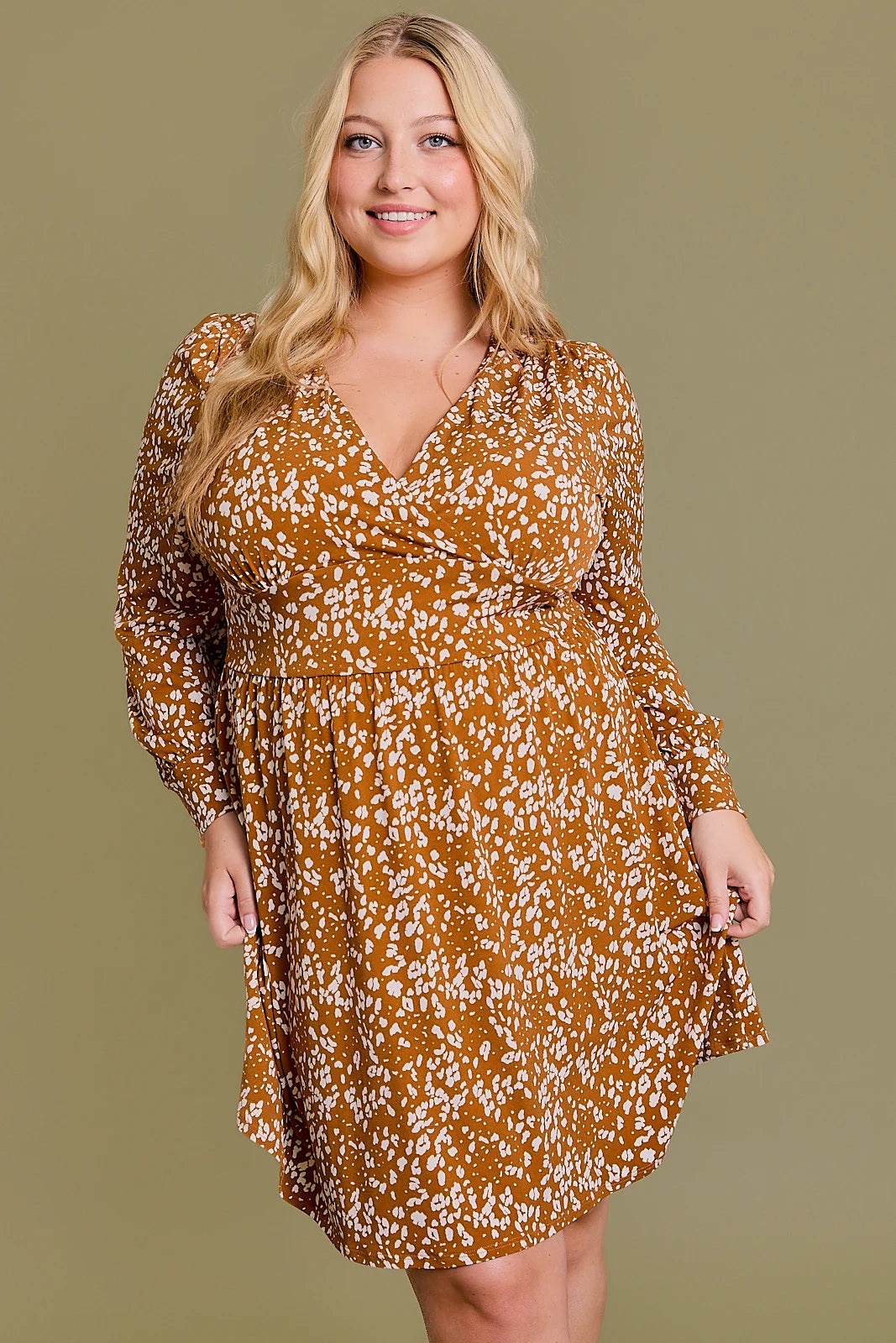 Mini Dresses for a sophisticated twist-Plus Size Animal Print Banded Waist Wrap Mini Dress