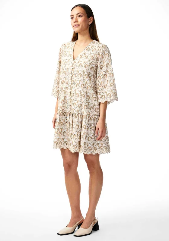 Mini Dresses with pleated details-Y.A.S Aprilla Broidery Mini Dress, Star White