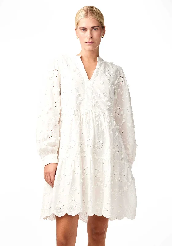 Mini Dresses for an elegant look-Y.A.S Menusa Lace Mini Smock Dress, Star White