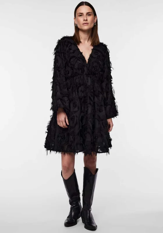 Mini Dresses for a trendy outfit-Y.A.S Pazylla Fringed Mini Dress, Black