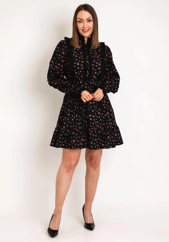 Mini Dresses for classic style-Y.A.S Siv Floral Print Mini Dress, Black