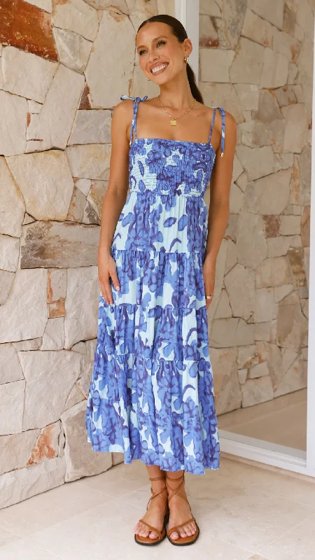 Maxi dresses for an intimate family celebration in a luxury hotel -Badar Maxi Dress - Blue Floral