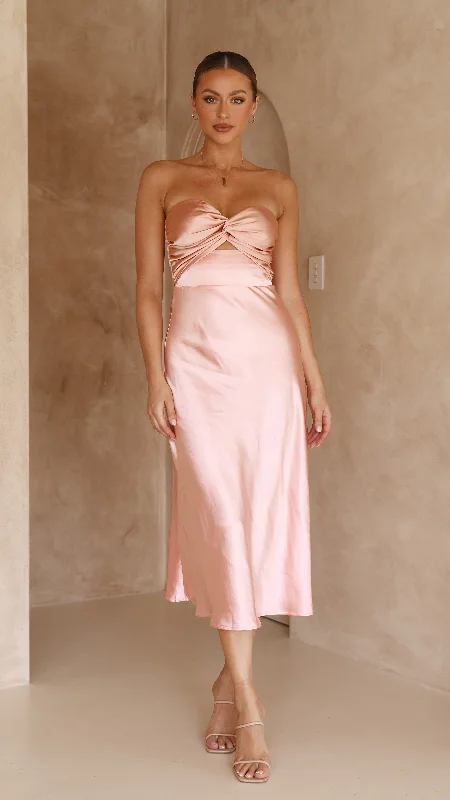 Maxi dresses for a sophisticated garden wedding reception -Carmelia Maxi Dress - Salmon/Blush