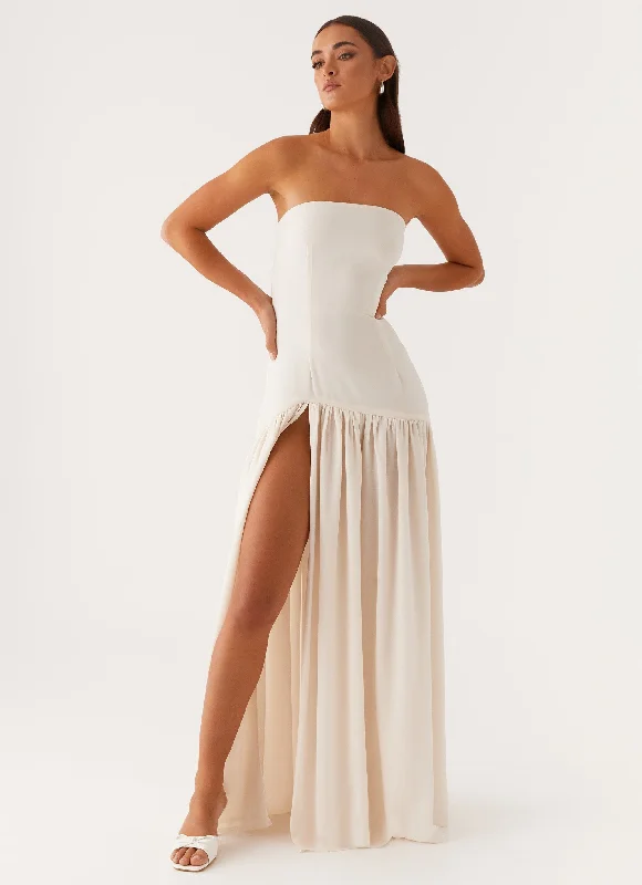 Maxi dresses for a sophisticated evening in an upscale restaurant -Eden Strapless Maxi Dress - Ivory