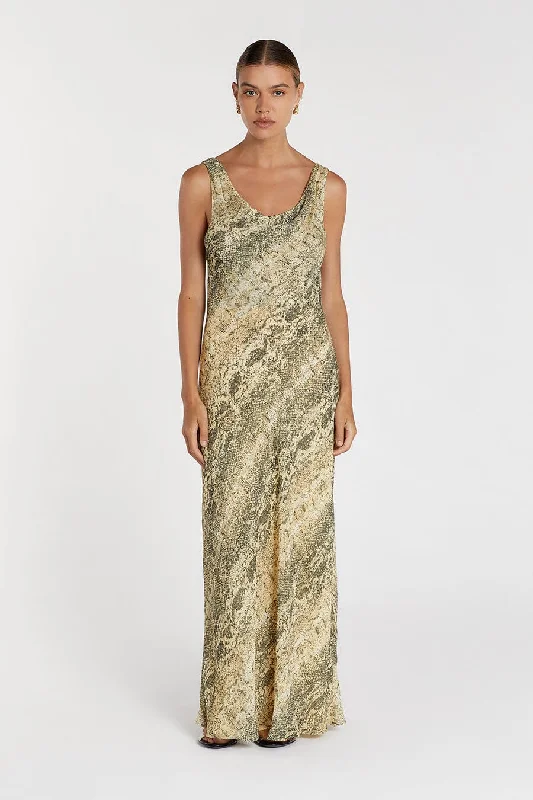 Maxi dresses for a glamorous evening at a five-star resort -EMERSON COWL NECK MAXI DRESS