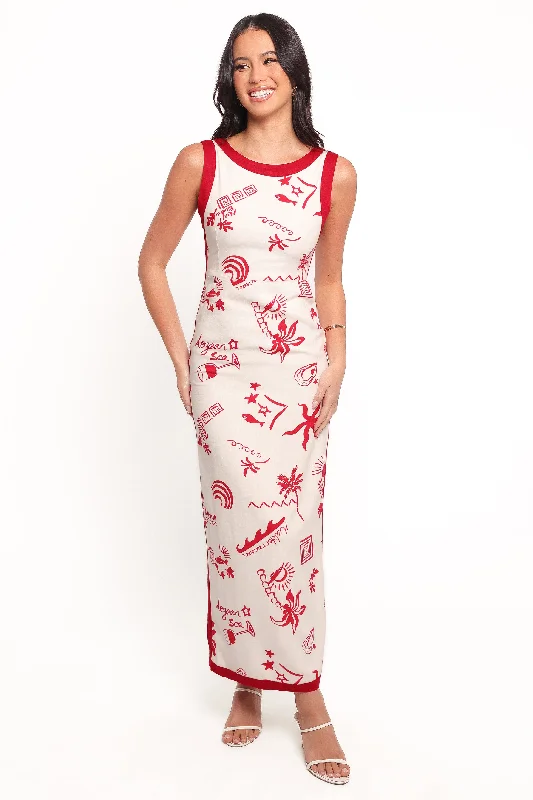 Maxi dresses for a chic outdoor party in the park -Fiori Maxi Dress - Red