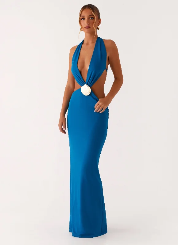 Maxi dresses for a glamorous poolside celebration in the summer -Flossy Maxi Dress - Royal Blue