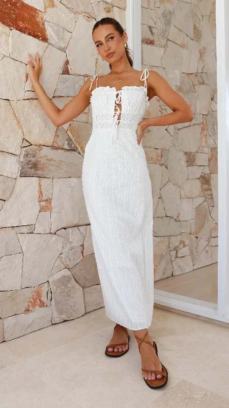 Maxi dresses for a tropical destination wedding with family -Francesca Maxi Dress - White