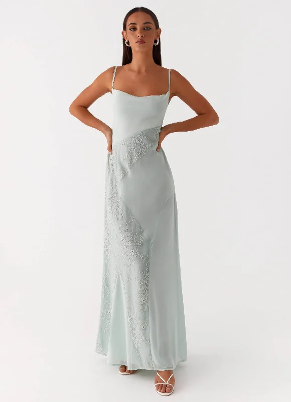 Maxi dresses with a deep neckline for an elegant look -Gabriana Maxi Dress - Sage