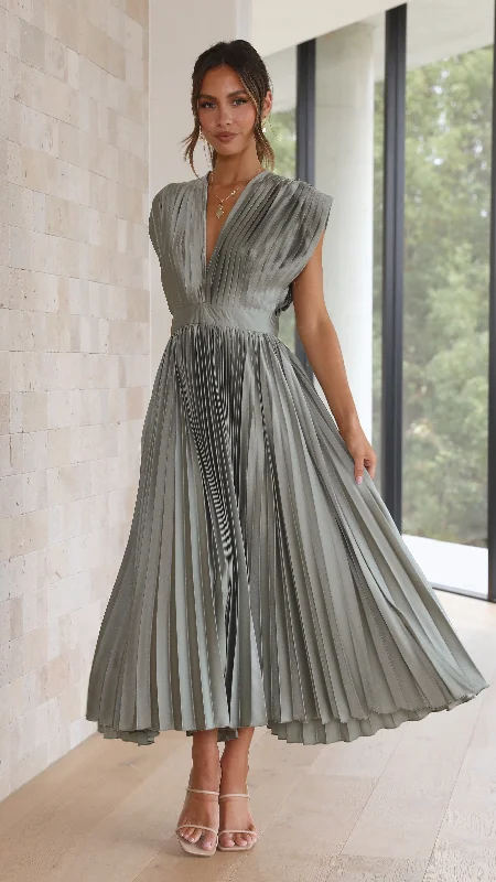 Maxi dresses with beaded embellishments for a stunning effect -Gina Maxi Dress - Olive