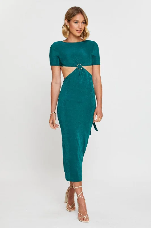 Maxi dresses with satin fabric for an elegant evening look -Green Maxi Dress Bodycon