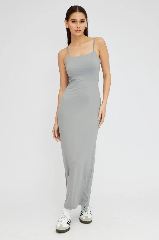 Maxi dresses for a formal dinner party at an elegant venue -Grey Supersoft Maxi Dress Sleeveless