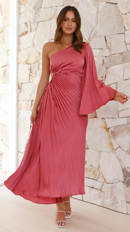 Maxi dresses for an upscale garden celebration at a luxury villa -Gwen One Shoulder Maxi Dress - Pink