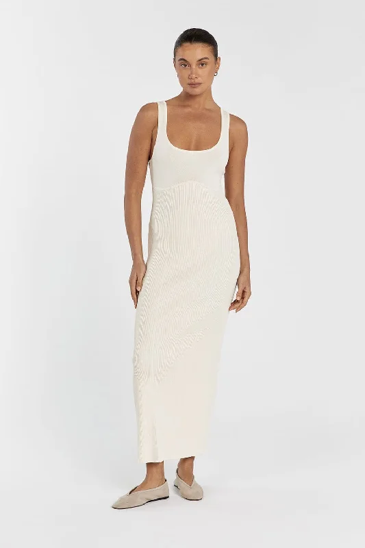 Maxi dresses with intricate lace details for elegant evening wear -MILO LEMON KNIT MAXI DRESS