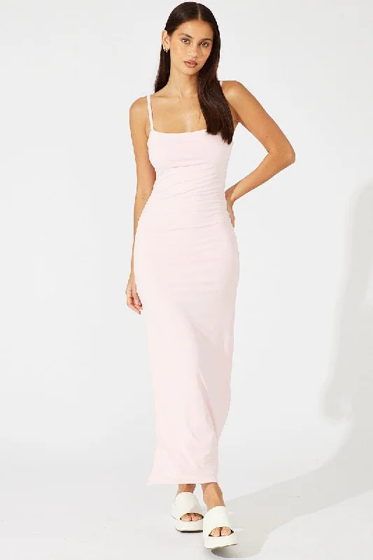 Maxi dresses for a chic dinner celebration at an upscale venue -Pink Supersoft Slim Fit Maxi Dress