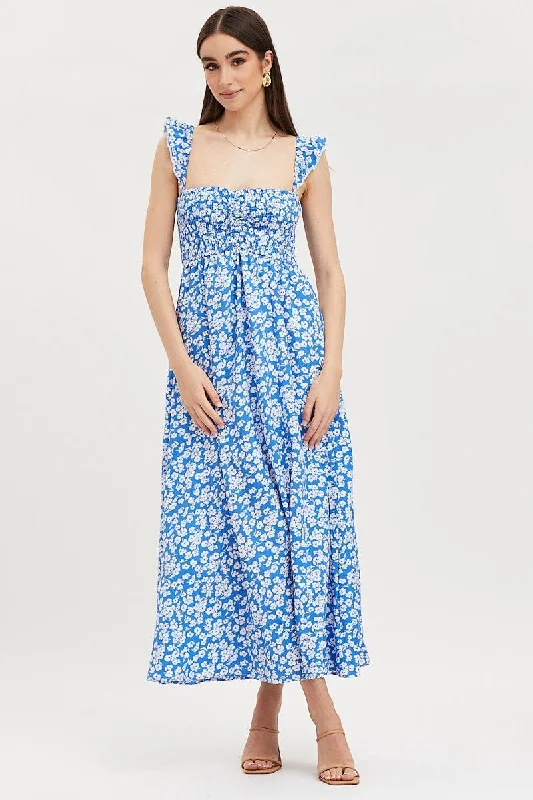 Maxi dresses for an intimate evening family gathering -Print Maxi Dress Shirred